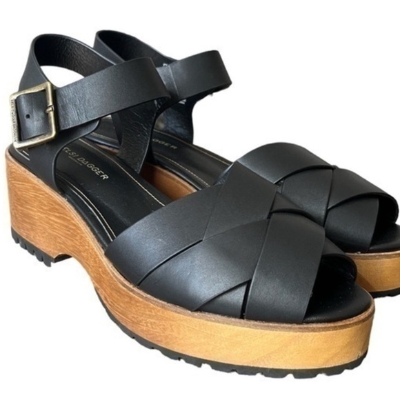 kelsey dagger Shoes - Anthropologie, Kelsey Dagger Webster Black Leather Platform, Clog Sandals